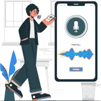Illustration of a person recording audio on a phone